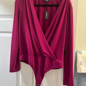 Express Deep Pink Wrap Bodysuit